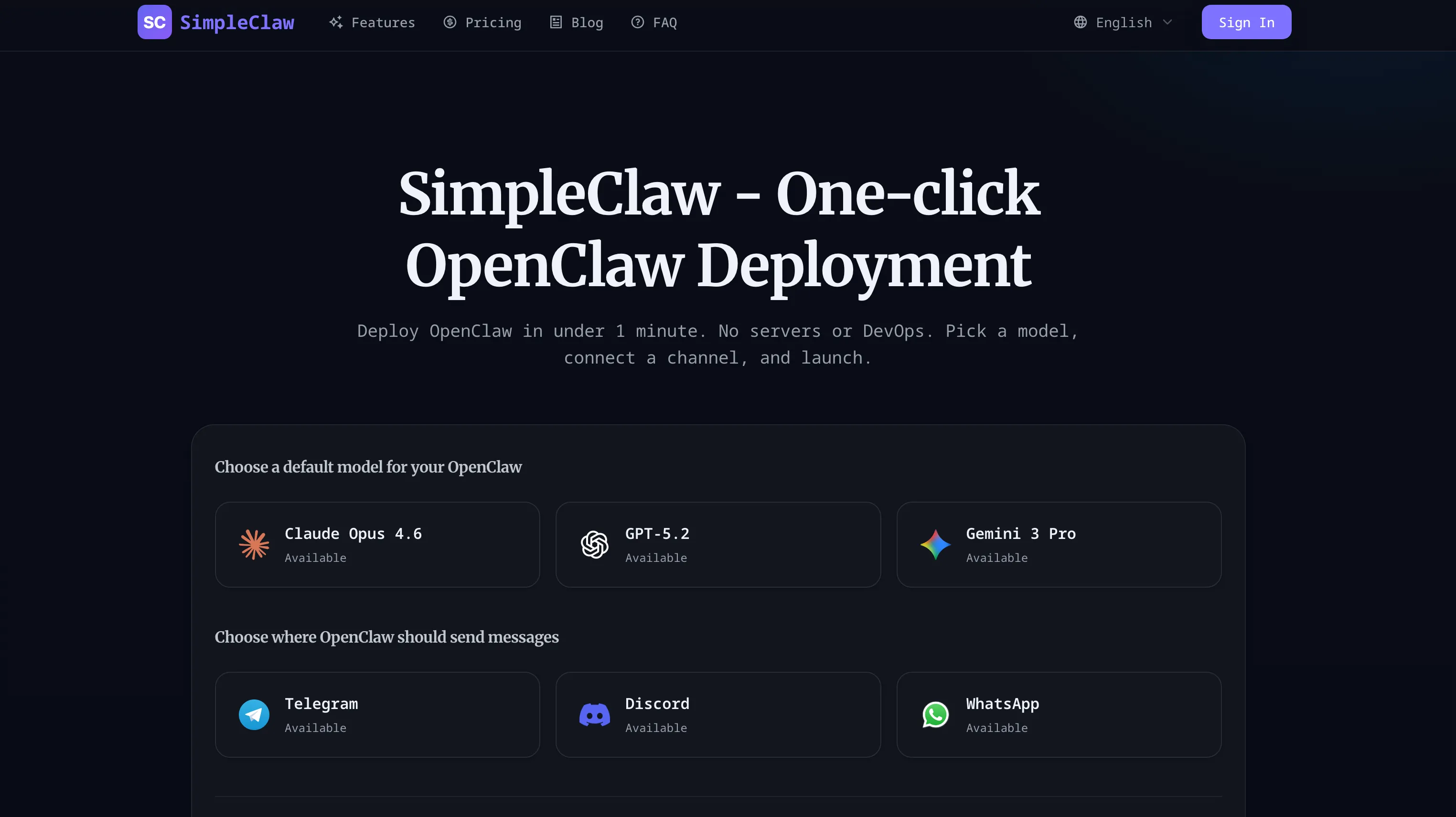 SimpleClaw screenshot