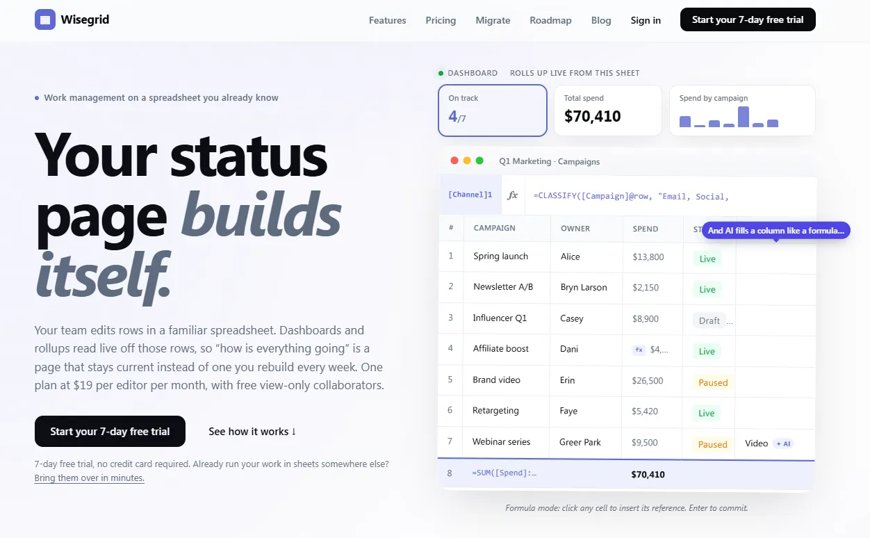 Wisegrid screenshot